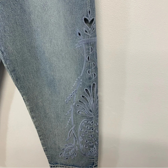 Levis Barrel Crop Jeans Woman 31 Relaxed Fit Embroidery Cut Out Made & Crafted - Picture 3 of 16